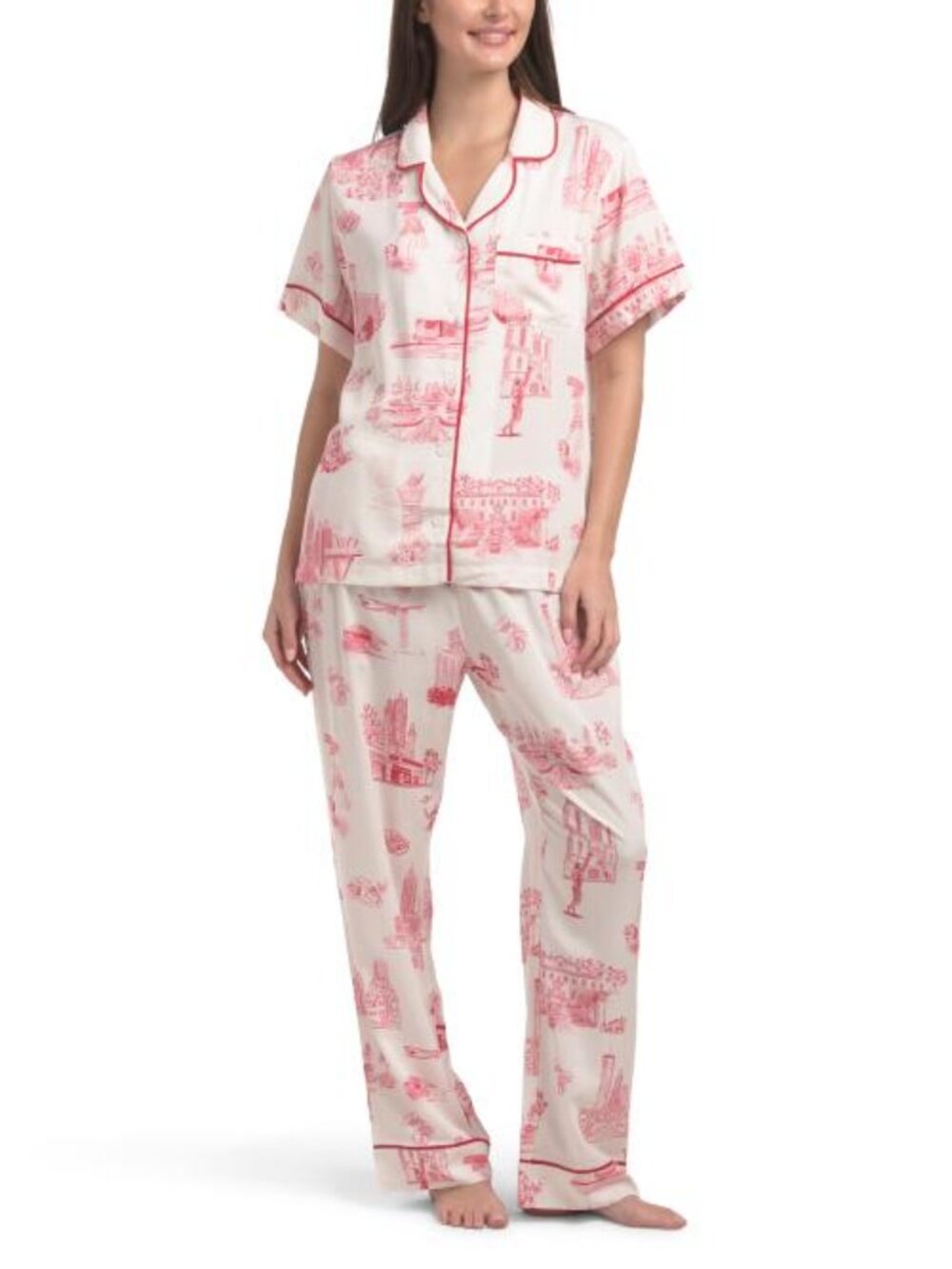 KATIE KIME 2pc Cotton Toile Pajama Pants Set